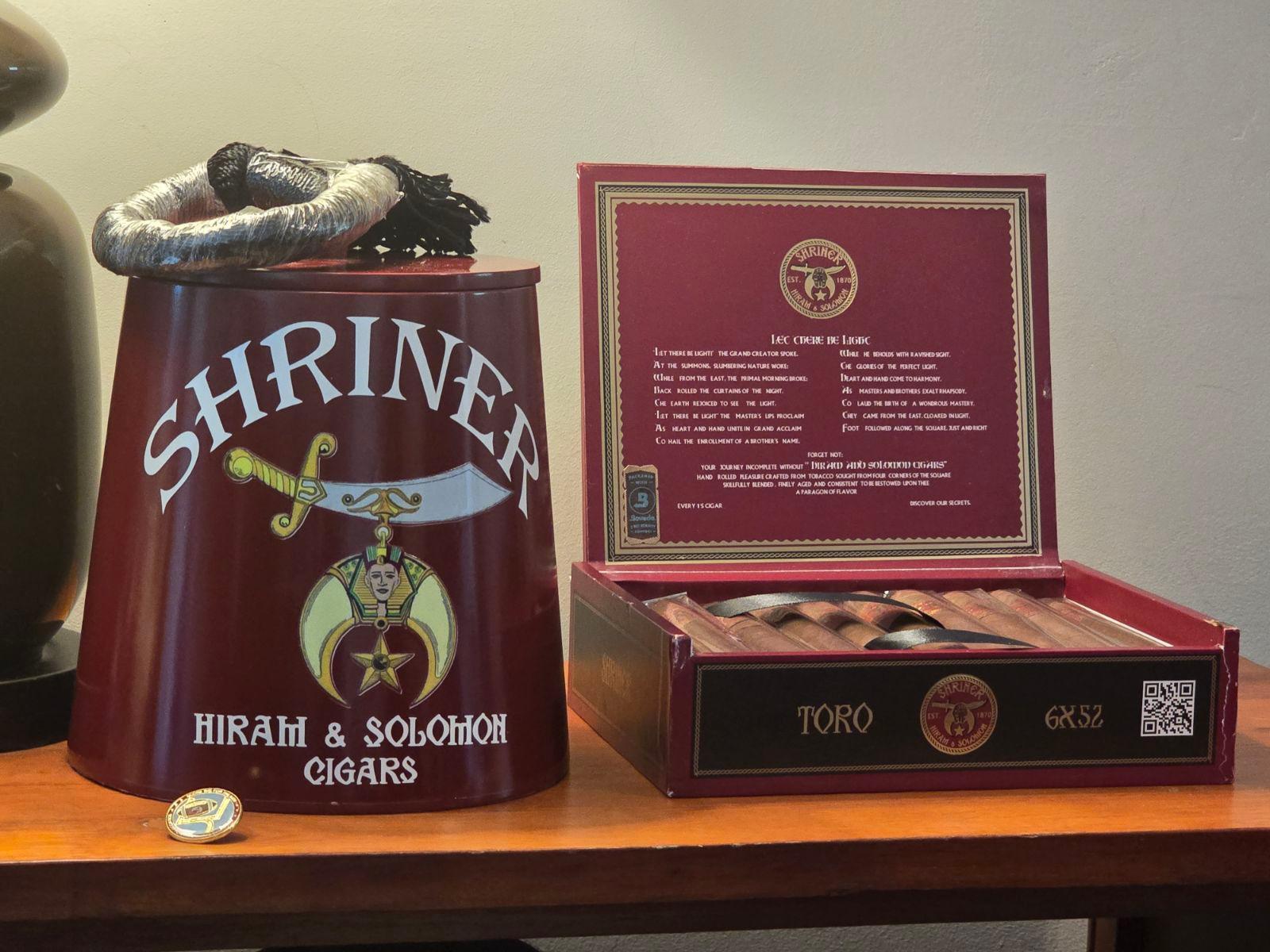 Hiram and Solomon Shriner's Fez Humidor and Toro Cigars